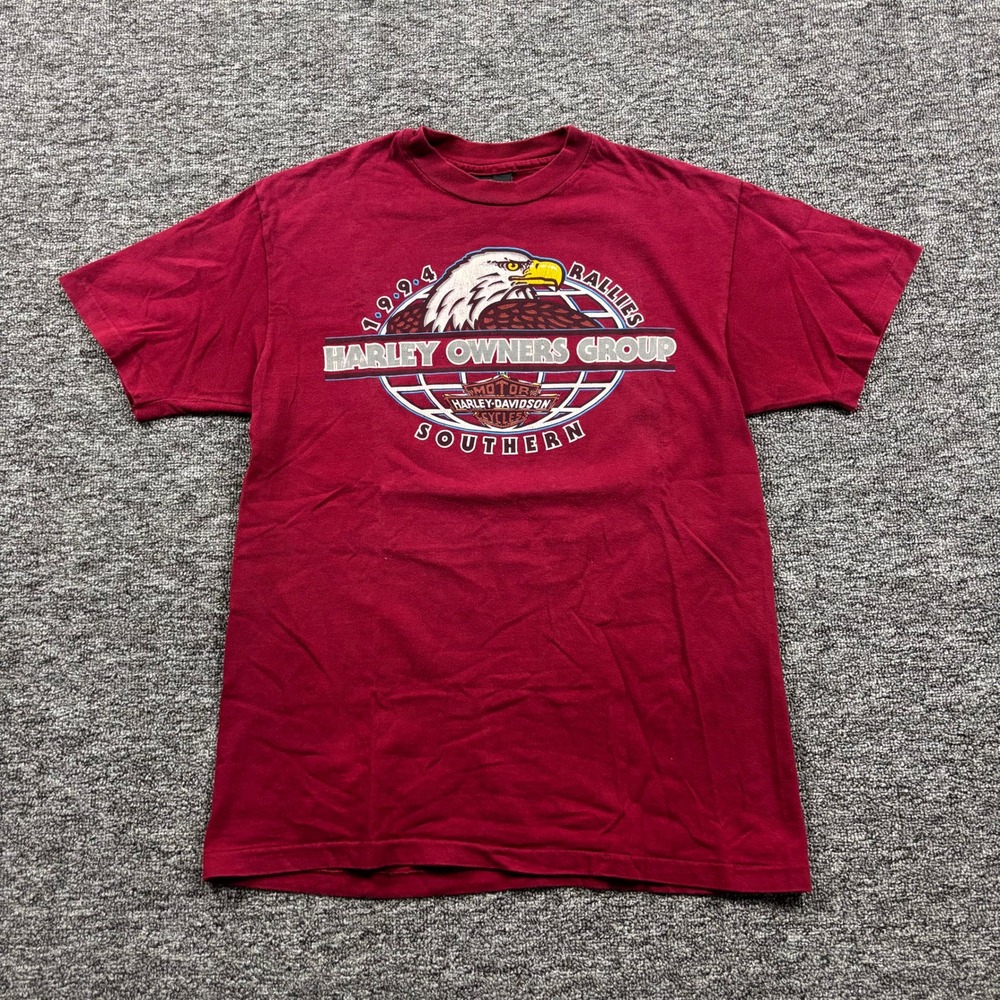Vintage 1994 Harley Davidson Southern Rally Asheville NC T-Shirt Red Size Medium